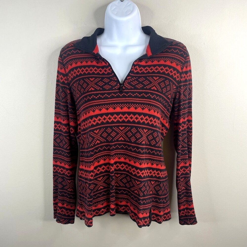 Ralph Lauren LRL Fair Isle Active Thermal Henley Top Medium Quarter Zip Nordic
